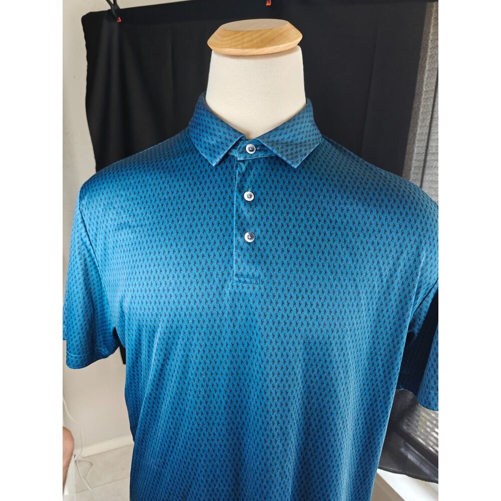 Pro Tour Coolplay Mens XL Teal Blue Geometric Print Golf Polo Performance Short